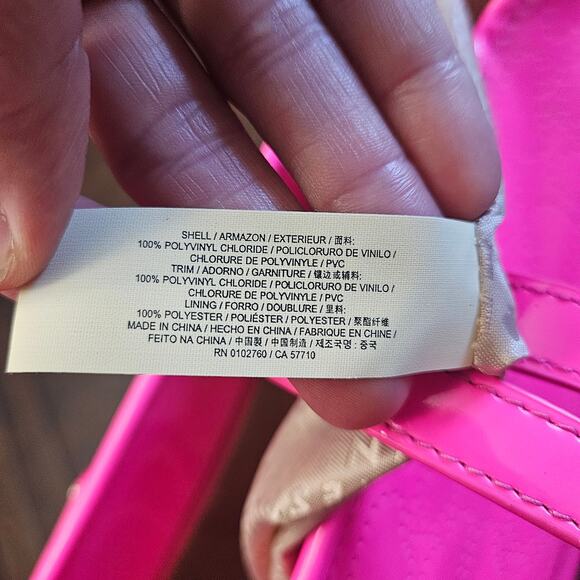 Kate Spade Harmony Metro Perforated Heart Tote Bag Hot Pink Patent Poly Vinyl - Picture 16 of 16